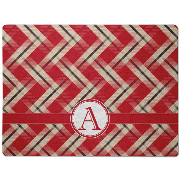 Red & Tan Plaid Dog Food Mat - Medium without bowls