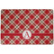 Red & Tan Plaid Dog Food Mat w/ Initial