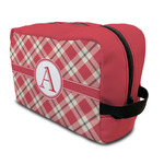 Red & Tan Plaid Toiletry Bag / Dopp Kit (Personalized)