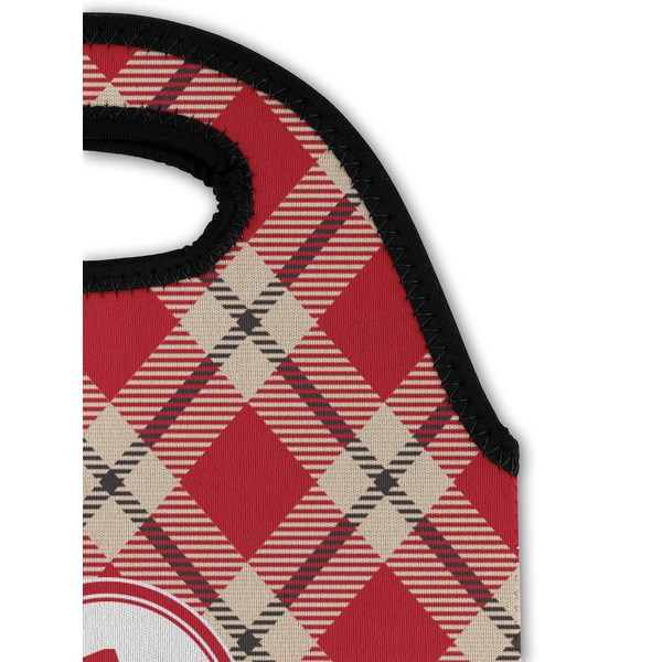 Red & Tan Plaid Double Wine Tote - Detail 1 (new)