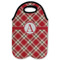 Red & Tan Plaid Double Wine Tote - Flat (new)