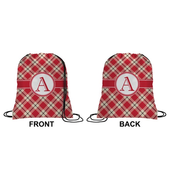 Red & Tan Plaid Drawstring Backpack