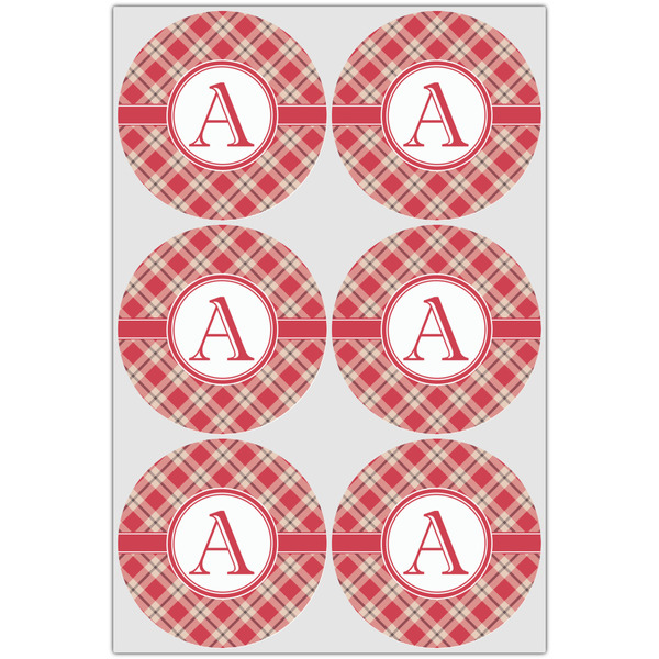 Red & Tan Plaid Drink Topper - Large - Set of 6