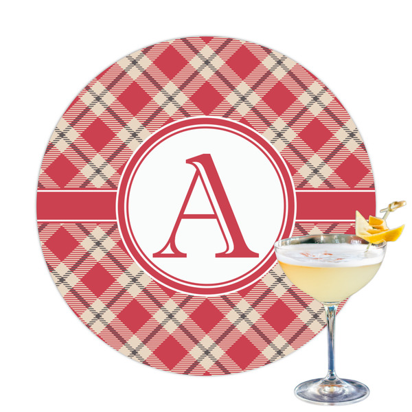 Custom Red & Tan Plaid Printed Drink Topper (Personalized)