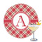 Red & Tan Plaid Printed Drink Topper - 3.25" (Personalized)