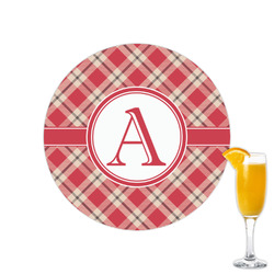 Red & Tan Plaid Printed Drink Topper - 2.15" (Personalized)
