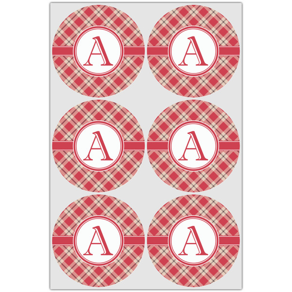 Red & Tan Plaid Drink Topper - XLarge - Set of 6