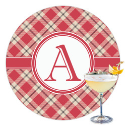 Red & Tan Plaid Printed Drink Topper - 3.5" (Personalized)