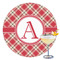 Red & Tan Plaid Printed Drink Topper - 3.5" (Personalized)