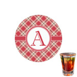 Red & Tan Plaid Printed Drink Topper - 1.5" (Personalized)