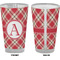 Red & Tan Plaid Pint Glass - Full Color - Front & Back Views