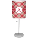 Red & Tan Plaid 7" Drum Lamp with Shade (Personalized)