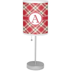 Red & Tan Plaid Lamp with Drum Shade (Personalized)
