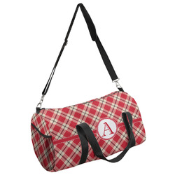 Red & Tan Plaid Duffel Bag (Personalized)