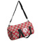 Red & Tan Plaid Duffle bag with side mesh pocket