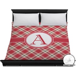 Red & Tan Plaid Duvet Cover - King (Personalized)