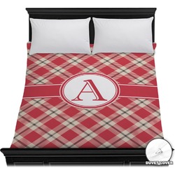 Red & Tan Plaid Duvet Cover - Full / Queen (Personalized)