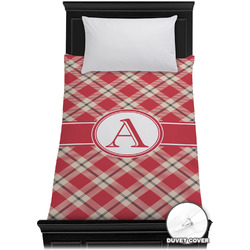 Red & Tan Plaid Duvet Cover - Twin XL (Personalized)