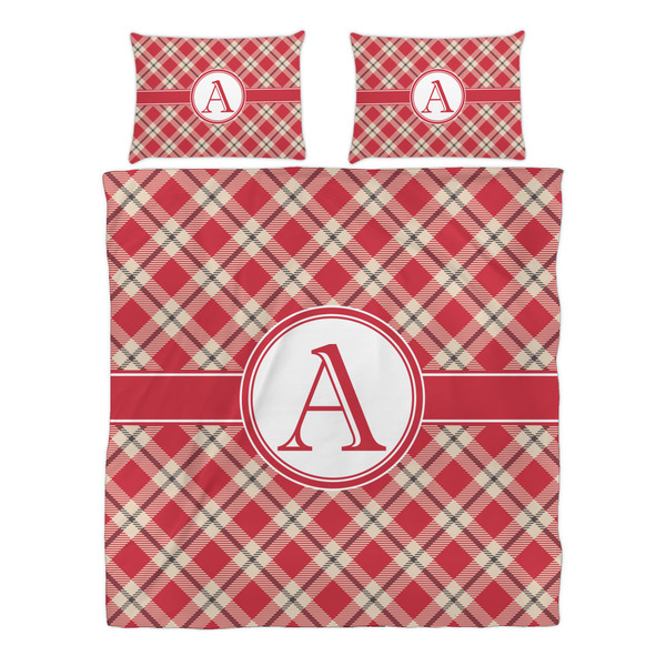 Red & Tan Plaid Duvet cover Set - Queen - Alt Approval