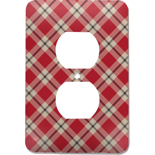 Custom Red & Tan Plaid Electric Outlet Plate