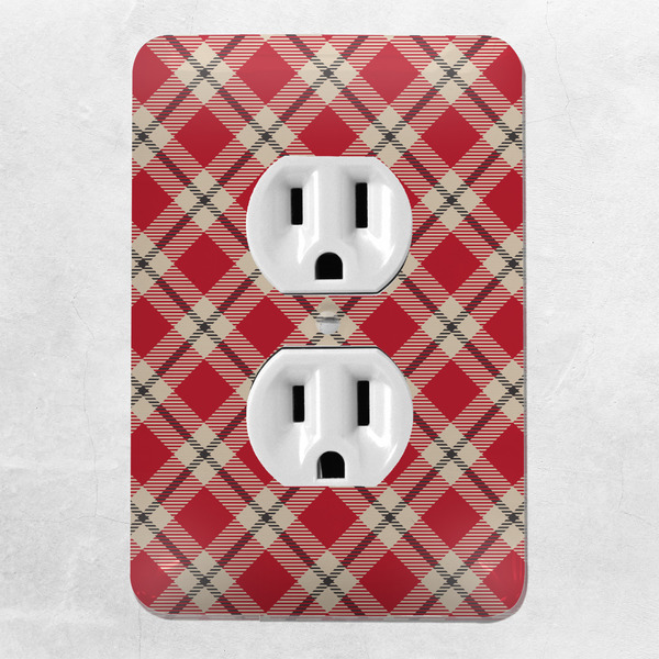Red & Tan Plaid Electric Outlet Plate - LIFESTYLE