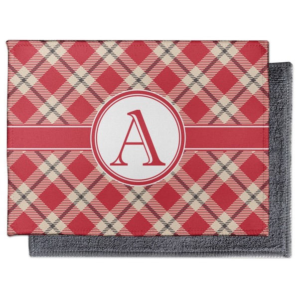 Red & Tan Plaid Electronic Screen Wipe - Flat