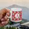Red & Tan Plaid Espresso Cup - 3oz LIFESTYLE (new hand)