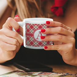 Red & Tan Plaid Double Shot Espresso Cup - Single (Personalized)