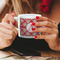 Red & Tan Plaid Espresso Cup - 6oz (Double Shot) LIFESTYLE (Woman hands cropped)