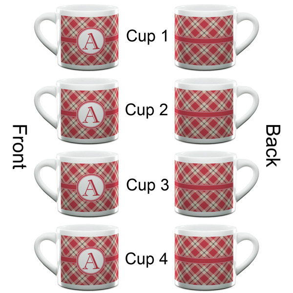 Red & Tan Plaid Espresso Cup - 6oz (Double Shot Set of 4) APPROVAL