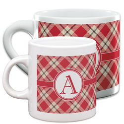 Red & Tan Plaid Espresso Cup (Personalized)