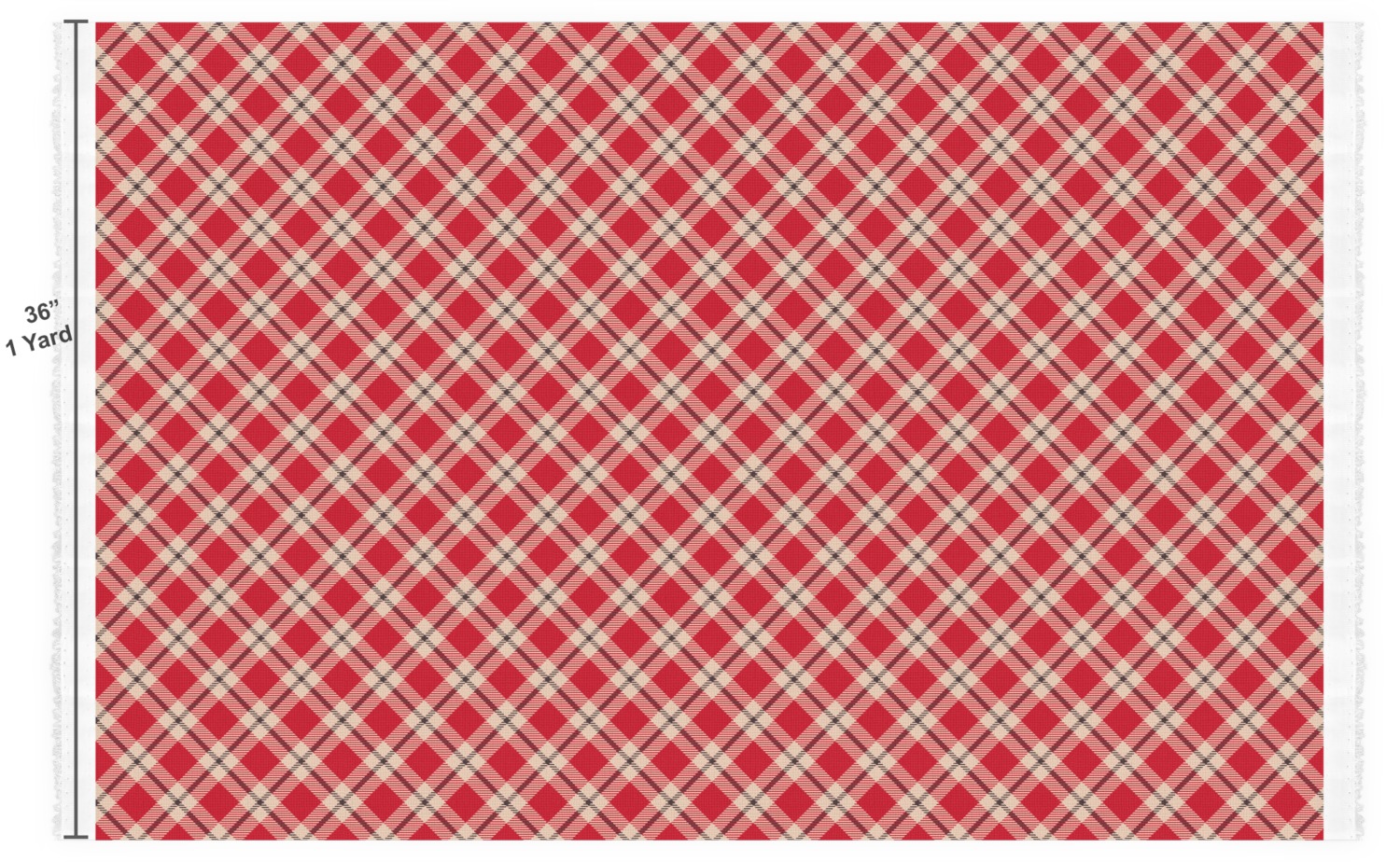 Custom Red & Tan Plaid Fabric by the Yard - PIMA Combed Cotton ...