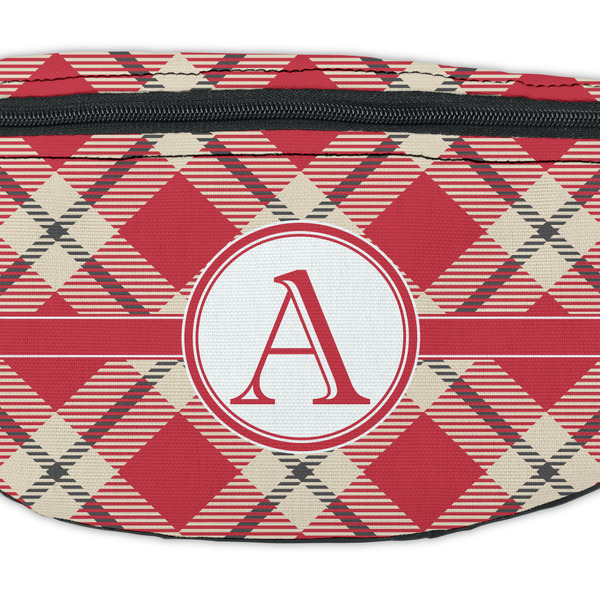 Red & Tan Plaid Fanny Pack - Closeup