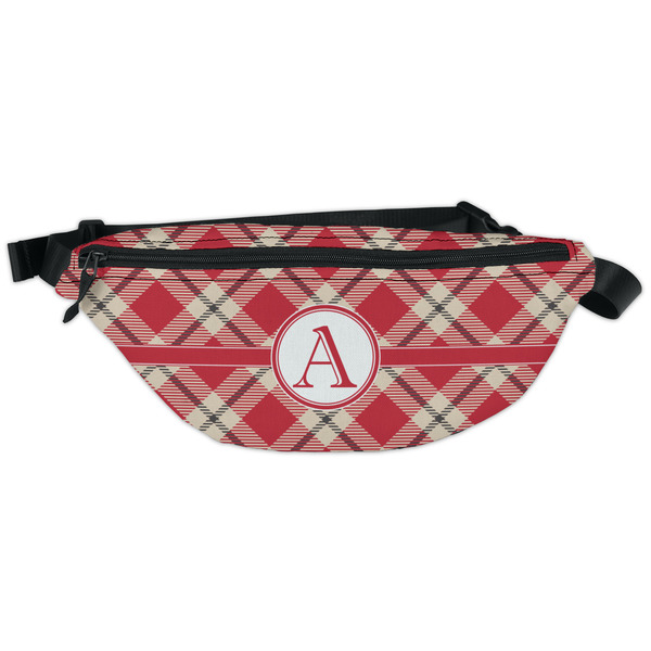 Custom Red & Tan Plaid Fanny Pack - Classic Style (Personalized)