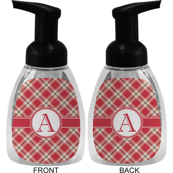 Red & Tan Plaid Foam Soap Bottle (Front & Back)
