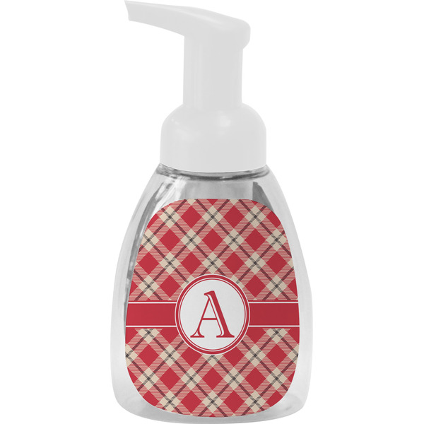 Custom Red & Tan Plaid Foam Soap Bottle (Personalized)