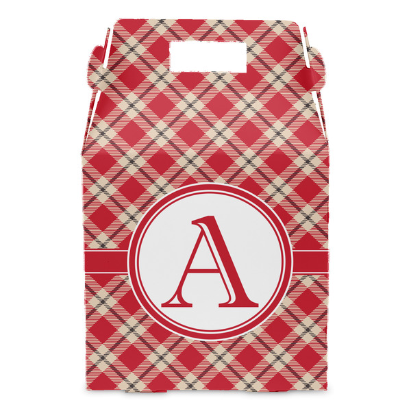 Red & Tan Plaid Gable Favor Box - Front
