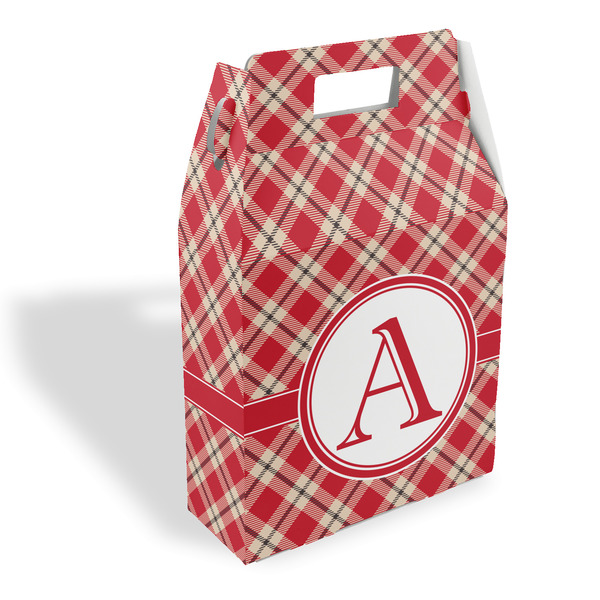 Custom Red & Tan Plaid Gable Favor Box (Personalized)