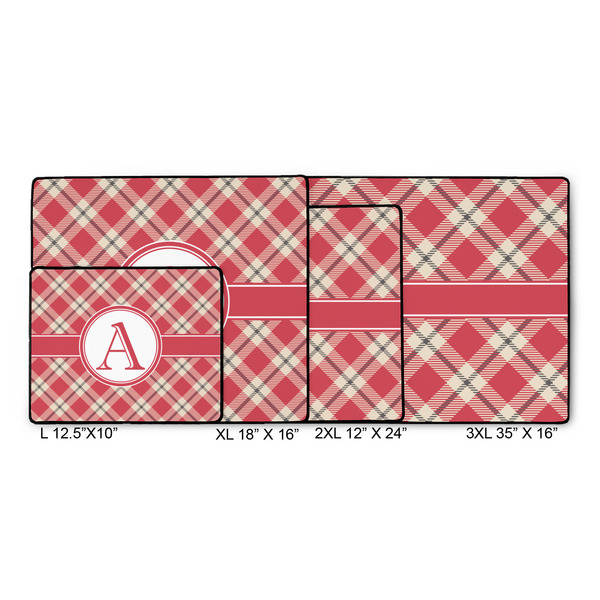 Red & Tan Plaid Gaming Mats - SIZE CHART