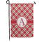 Red & Tan Plaid Small Garden Flag - Single Sided w/ Initial