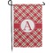 Red & Tan Plaid Small Garden Flag - Double Sided w/ Initial