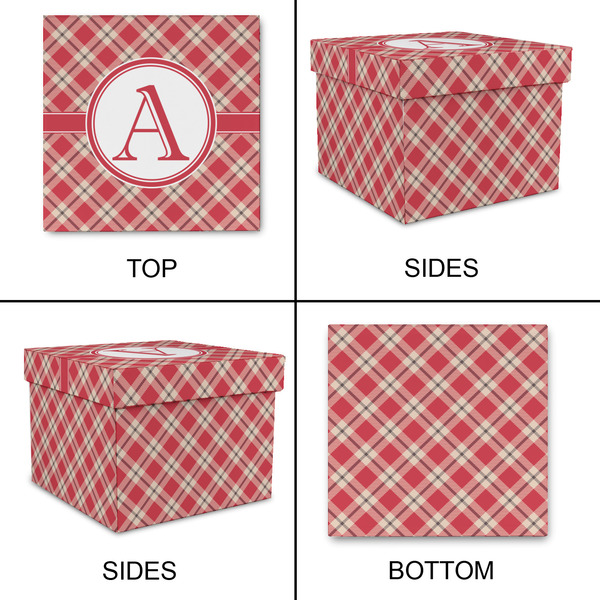 Red & Tan Plaid Gift Boxes with Lid - Canvas Wrapped - Large - Approval