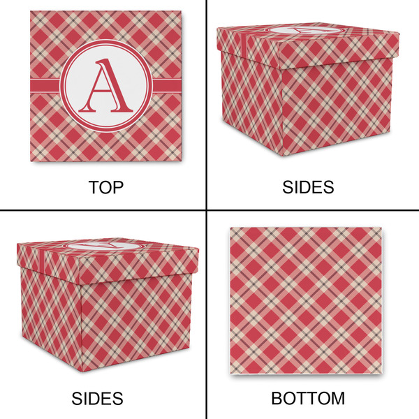 Red & Tan Plaid Gift Boxes with Lid - Canvas Wrapped - Medium - Approval