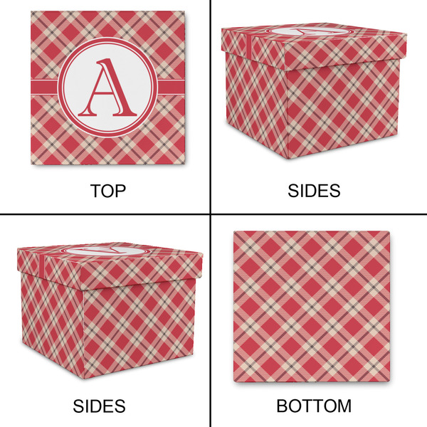 Red & Tan Plaid Gift Boxes with Lid - Canvas Wrapped - Small - Approval