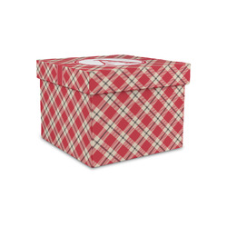 Red & Tan Plaid Gift Box with Lid - Canvas Wrapped - Small (Personalized)