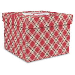 Red & Tan Plaid Gift Box with Lid - Canvas Wrapped - XX-Large (Personalized)