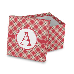 Red & Tan Plaid Gift Box with Lid - Canvas Wrapped (Personalized)