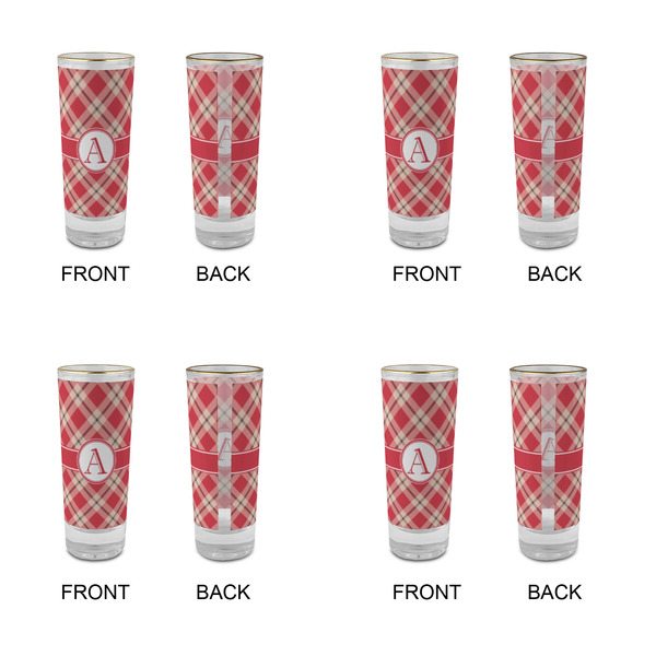 Red & Tan Plaid Glass Shot Glass - 2 oz - Set of 4 - APPROVAL