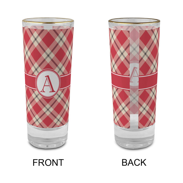 Red & Tan Plaid Glass Shot Glass - 2 oz - Single - APPROVAL