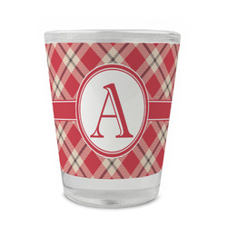 Red & Tan Plaid Glass Shot Glass - 1.5 oz - Set of 4 (Personalized)